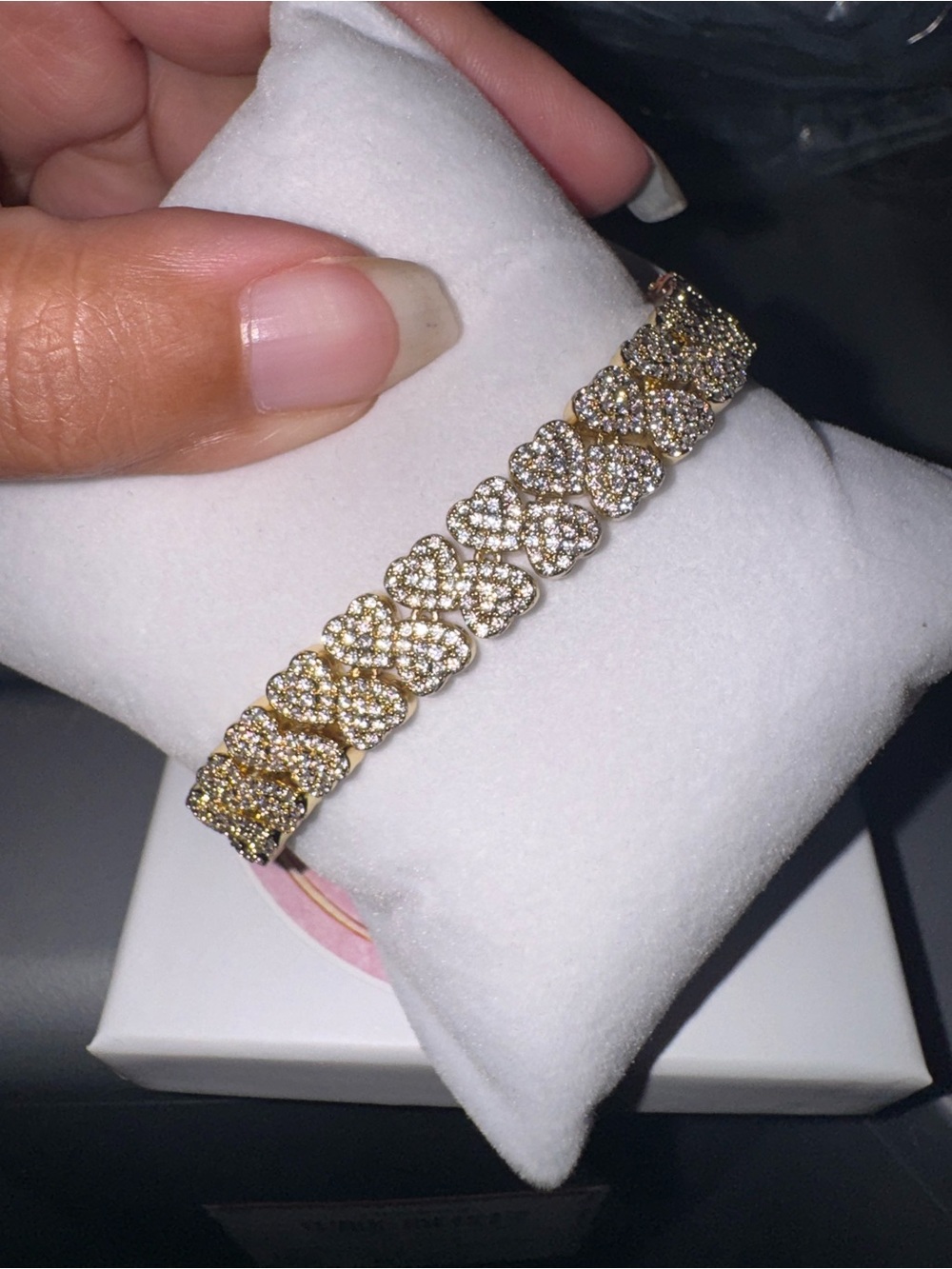 Gold Crystal Heart Link Bracelet - Women's Jewelry